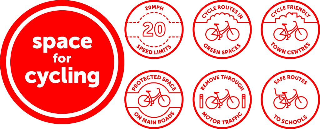 Space for cycling logo and 6 demands